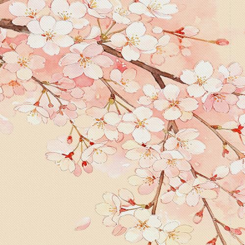 Japanese Noren Doorway Curtain Cherry Blossom Ink Cat Design 33.5x59 Inch - Pink Grey