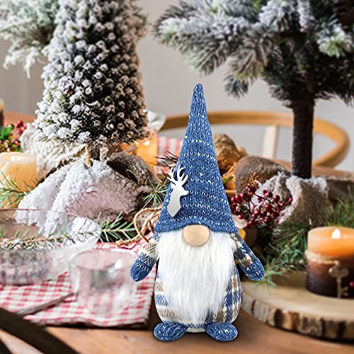 Christmas Gnome Decorations Handcrafted Scandinavian Plush Blue Gnome Gift