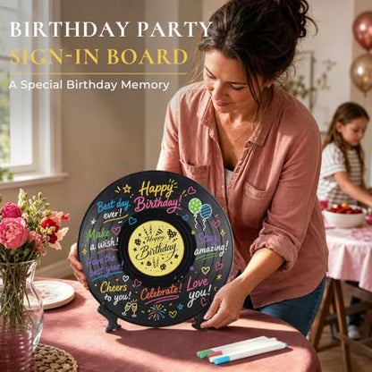 Vienrose Vinyl Record Guest Book Alternative - Black, 11.8 Inch Birthday Keepsake