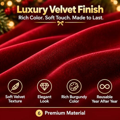 25 Pcs Burgundy Velvet Christmas Bows for Tree Wreath Garland & Gift Wrap