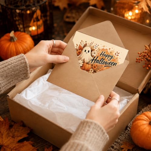 Halloween Greeting Cards Set with Envelopes and Stickers - 24 Pack 4x6in