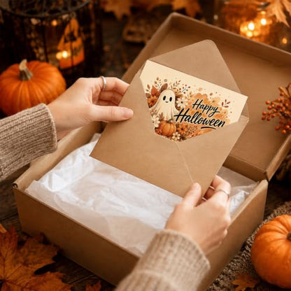 Halloween Greeting Cards Set with Envelopes and Stickers - 24 Pack 4x6in