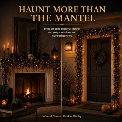 Halloween Spooky Vine Lights Garland for Mantel Door & Window - 3.3ft