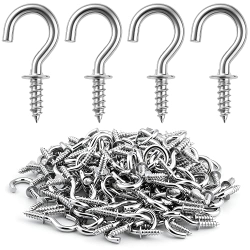 Senkary Silver Small Screw-In Hooks for Hanging - 120 Pieces, 1/2 Inch