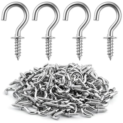 Senkary Silver Small Screw-In Hooks for Hanging - 120 Pieces, 1/2 Inch