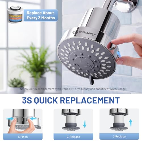 Chrome High Pressure 4-Inch Filtered Shower Head with 5 Settings
