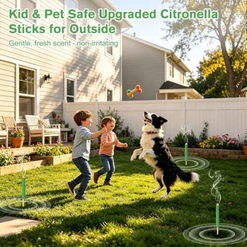 Citronella Incense Sticks for Mosquito Repellent - Extra Thick, Mint Green, 36 pcs, DEET-Free Outdoor Use