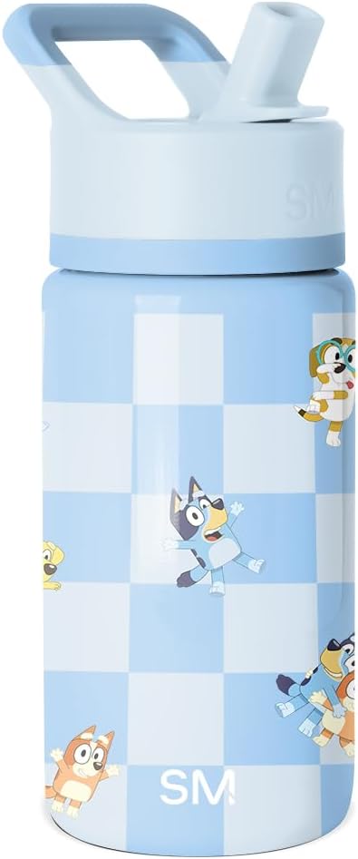 Simple Modern Kids Summit Water Bottle - Bluey 14oz Insulated Stainless Steel Tumbler with Straw Lid