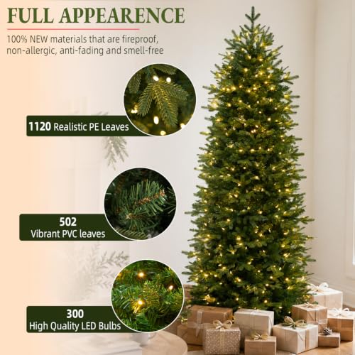 6ft Slim Prelit Christmas Tree - Realistic Tips, 1622 PE&PVC Branches, Warm White LEDs - Variation of THIS listing