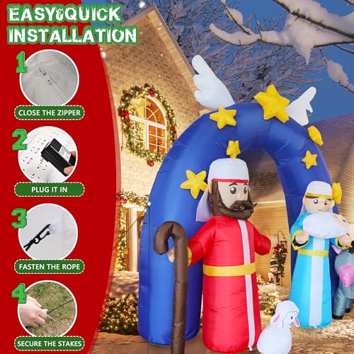 9.2FT Christmas Inflatable Nativity Scene Archway with LED Lights - Large Outdoor Yard Decoration - Variation of This Listing