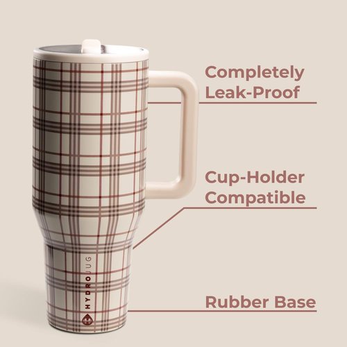 HydroJug Traveler - 32 oz Water Bottle with Handle & Flip Straw - Fits in Cup Holder, Leak Resistant Tumbler-Reusable Insulated Stainless Steel & Rubber Base - Gifts for Women & Men, Blair