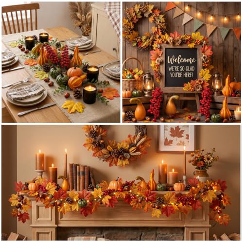 Artificial Pumpkin Fall Harvest Decoration Set 57pcs for Autumn Decor