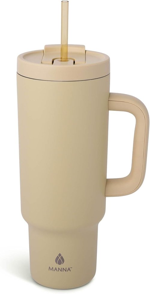 Manna Leisure Stainless Steel Insulated Tumbler - 40 Oz Leak-Proof Dual Function Lid | Dandelion Powder Coat