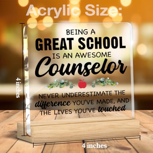 School Counselor Appreciation Sign - Coworker Gift for Guidance Counselor - Acrylic Desk Decor - Variation: Q
