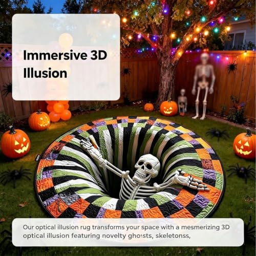 Colorful 3D Halloween Optical Illusion Rug - Abyss Circular Mat 23.6in
