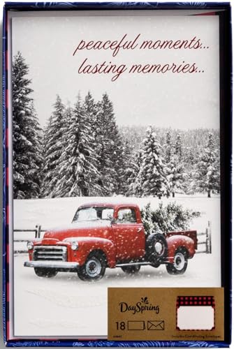 Christmas Greeting Cards with Snowy Red Truck Design - 18 Pack