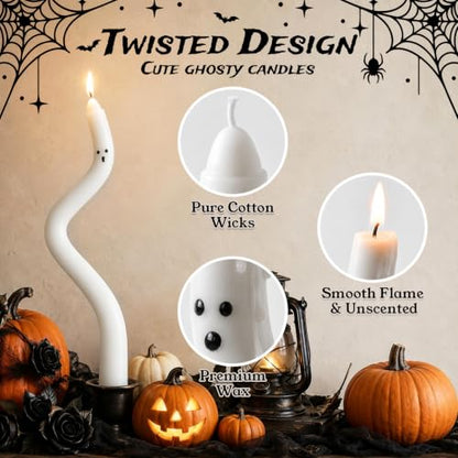 White Ghost Taper Candles Halloween Decorations - 5 pcs