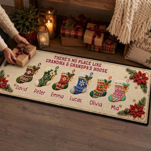Holiday Gathering Custom Christmas Runner Rug for Grandparents House Doormat - Festive Family Gift