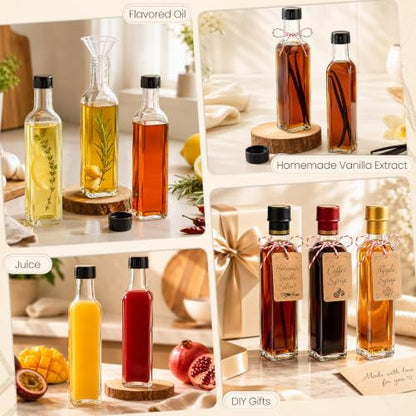 Clear 8.5oz Vanilla Extract Bottle with Airtight Cap - Reusable Glass