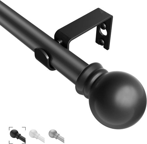 Black Curtain Rods by [Brand Name] - Adjustable 36"-48" Decorative Drapery Rod for Windows