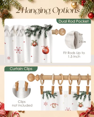 Christmas Kitchen Tier Curtains Snowman Design 28W x 24L - Pack of 2
