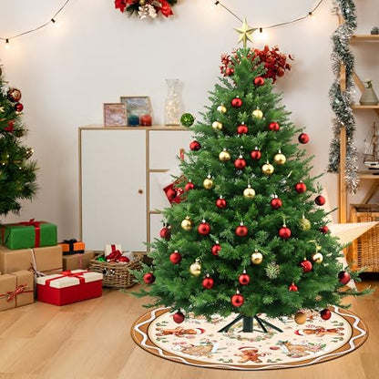 Christmas Tree Skirt 48 Inch Gingerbread Man Brown Holiday Xmas Decor