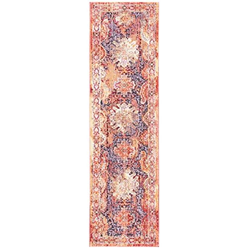 SAFAVIEH Bristol Collection Runner Rug - 2'3" x 8', Rust & Lavender, Boho Chic Distressed Design, Non-Shedding & Easy Care, Ideal for High Traffic Areas in Living Room, Bedroom (BTL340R)