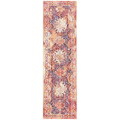 SAFAVIEH Bristol Collection Runner Rug - 2'3" x 8', Rust & Lavender, Boho Chic Distressed Design, Non-Shedding & Easy Care, Ideal for High Traffic Areas in Living Room, Bedroom (BTL340R)