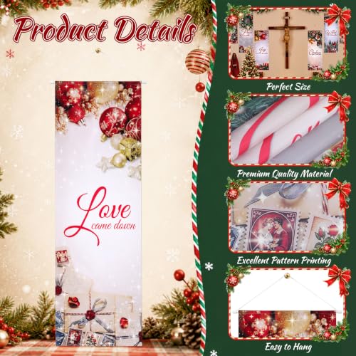 Christmas Church Banners Set - Sacred Scripture Sanctuary Wall Decor, 6 Pieces with Variation Christmas and Hole