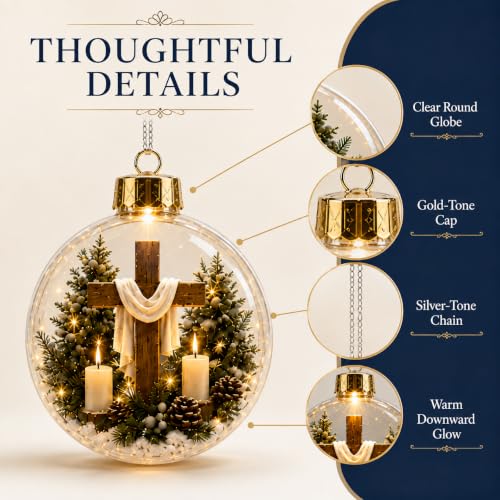 Lighted Christian Christmas Ornaments Set with Faith-Inspired Scenes - Variation B9