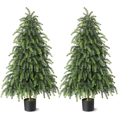 Set of 2 Artificial 4FT Norfolk Pine Trees for Holiday Decor Outdoor Indoor