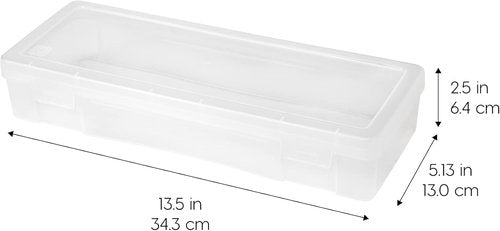IRIS USA Pencil Case Boxes - 10-Pack Clear Plastic Organizing Containers with Snap Lid for Arts & Crafts