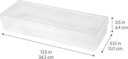 IRIS USA Pencil Case Boxes - 10-Pack Clear Plastic Organizing Containers with Snap Lid for Arts & Crafts