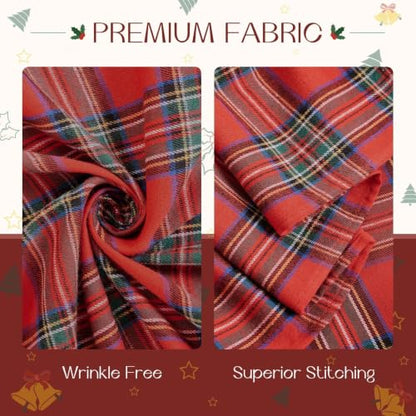 Romanstile Christmas Red Plaid Ruffled Tablecloth 60x120 Inch Rectangular - Holiday Decor