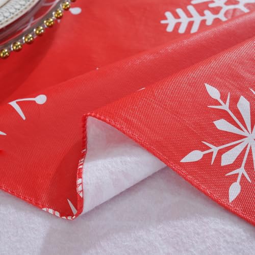 Christmas Red Snowflake Vinyl Tablecloth 70x52 Inches Waterproof Holiday Decor