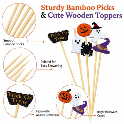 Halloween Cocktail Picks - 150PCS 5.2 Inch Bamboo Party Appetizer Toothpicks