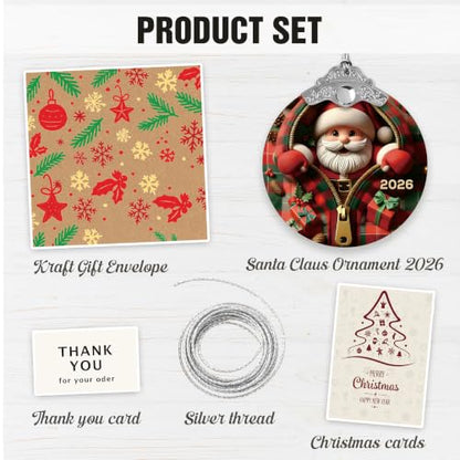Devory 4-inch Acrylic Santa Claus Christmas Tree Ornament - Festive Holiday Decor, Shatterproof & Ready to Gift - Santa Onm Variation