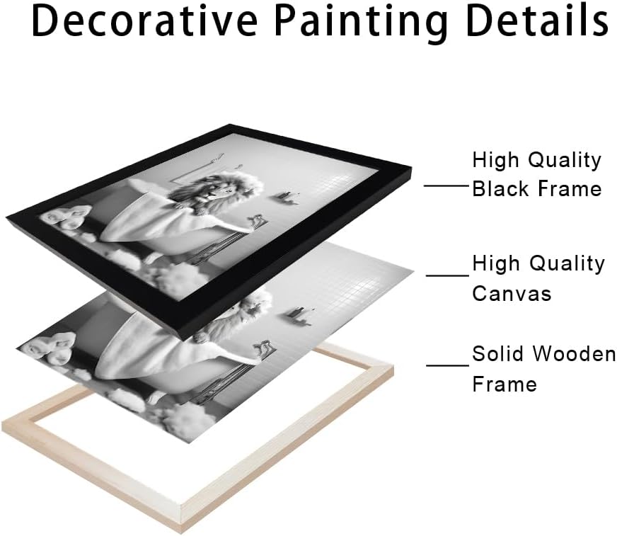 Regine Switzerland Black and White Lion Canvas Wall Art - Funny Animal Print for Bathroom Decor