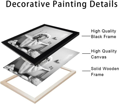 Regine Switzerland Black and White Lion Canvas Wall Art - Funny Animal Print for Bathroom Decor