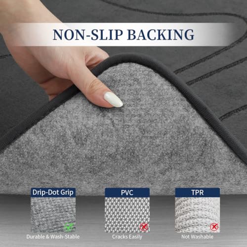 YIHOUSE 5-Piece Bathroom Rug Set - Memory Foam Bath Mats Dark Grey 1'8" x 3'10"