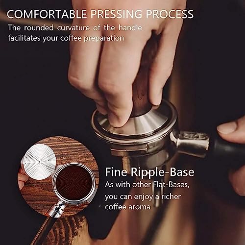 KYONANO Espresso Coffee Tamper 51mm - Espresso Press Tamper- Espresso Hand Tamper with Stainless Steel Base and Scented Rosewood Handle - Compatible with 51mm Delonghi Bottomless Portafilter