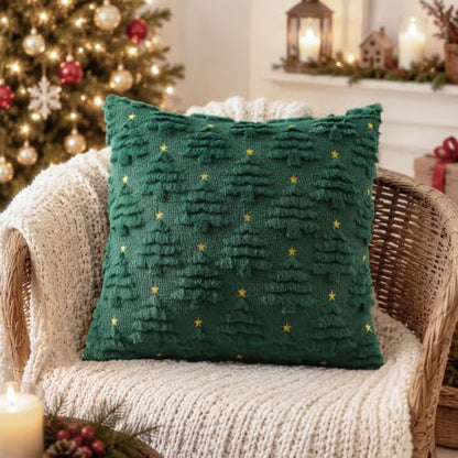DecorUhome Christmas Tree Dark Green Throw Pillow Covers Set of 2 - 12x20