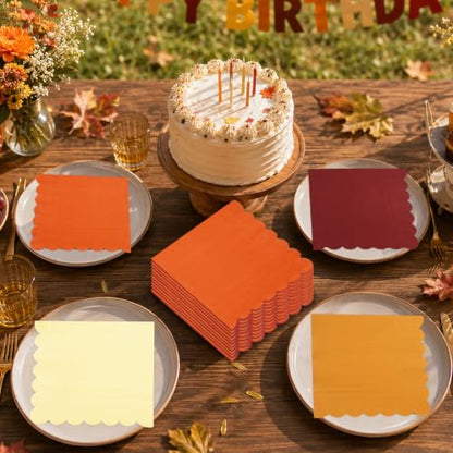 50Pcs Fall Paper Napkins Thanksgiving Party Table Decorations - Fall Colors