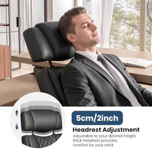 Ergonomic Executive Office Chair with Adjustable Headrest & Flip Armrests