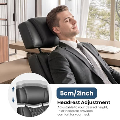 Ergonomic Executive Office Chair with Adjustable Headrest & Flip Armrests