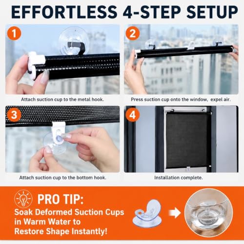 Portable Blackout Window Cover 30x36 Inches No Tools No Drill Cordless Thermal Shades for Bedroom & Office