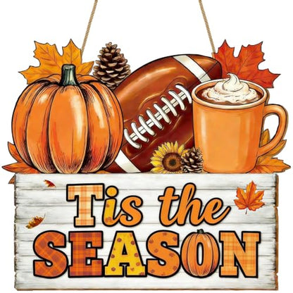 Fall Front Door Decor - Tis The Season Wooden Welcome Sign Hanging