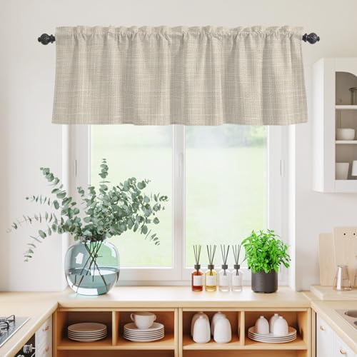 Pale Apricot Kitchen Curtains and Valances Set 3 Pieces - 54W x 24L