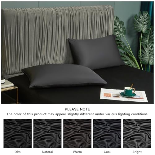 Black King Cooling Fitted Sheet - 100% Bamboo Rayon, Deep Pocket