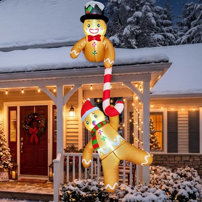 8ft Christmas Inflatable Gingerbread Climbing Yard Decoration - Santa & Candy Cane Design